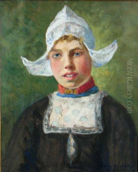 A Portrait Of A Dutch Girl Oil Painting by Oscar Miller