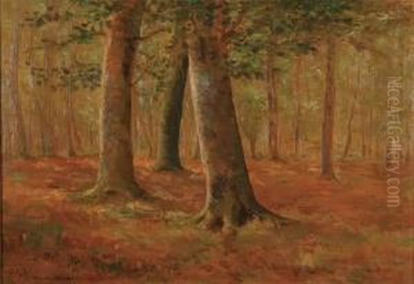 Forest Interior Oil Painting by Oscar Miller