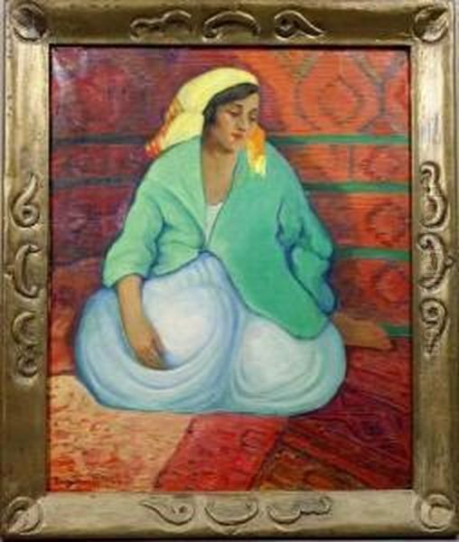 Portrait Of A Woman In A Southwestern Setting Oil Painting by Susan Barse Miller