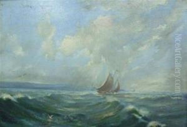 Sailing Vessel On A Choppy Sea Oil Painting by William Miller