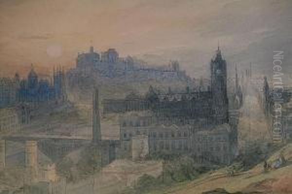 Edinburgh From Carlton Hill Oil Painting by William Miller