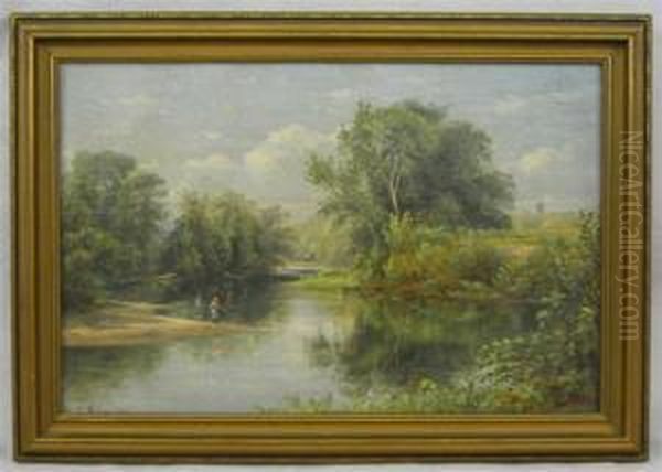 Fishing The River Oil Painting by William R. Miller