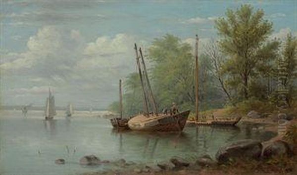 On The Hudson Oil Painting by William Rickarby Miller