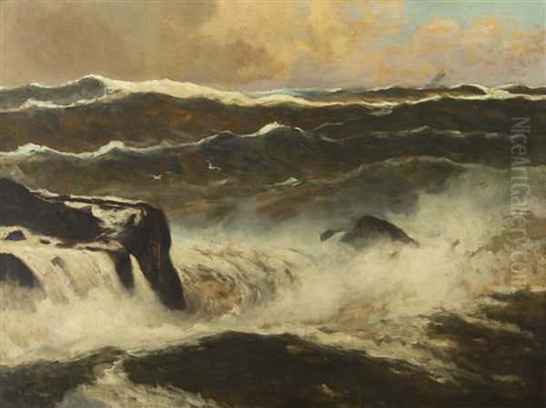 Crashing Waves Oil Painting by Royal Hill Milleson