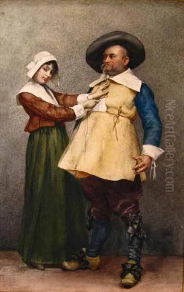 Lacing Up Oil Painting by Francis Davis Millet