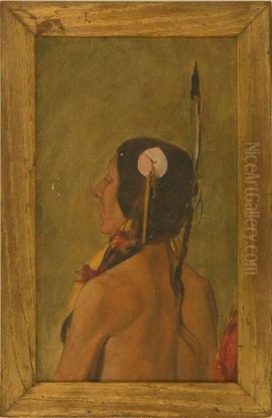 Portrait Of A Native American. Oil Painting by Francis Davis Millet