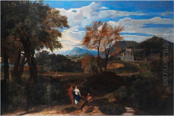 Arkadische Landschaft Mit Palastgeb Oil Painting by Francisque I Millet