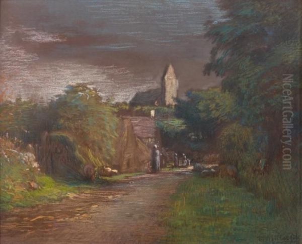 Paysanne Devant Une Eglise Oil Painting by Jean-Francois Millet