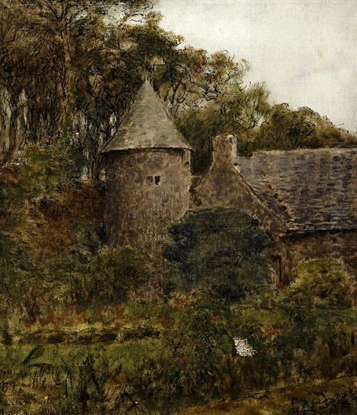 'beaumont Hague Manche', A Chateau And Garden Oil Painting by Jean-Francois Millet