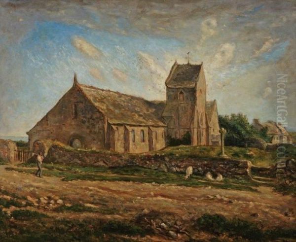 L'eglise De Greville Oil Painting by Jean-Francois Millet