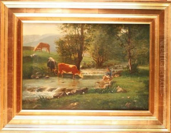 Repos Pres Del'etang Oil Painting by Jean-Francois Millet