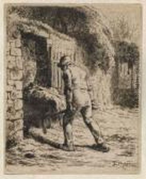 Paysan Rentrant Du Fumier Oil Painting by Jean-Francois Millet