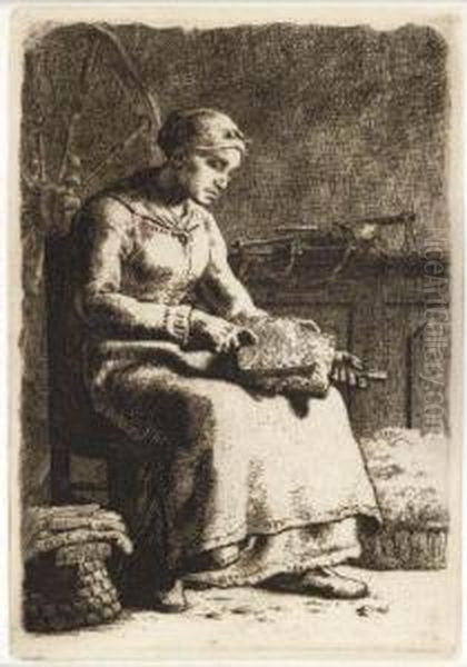 La Cardeuse Oil Painting by Jean-Francois Millet