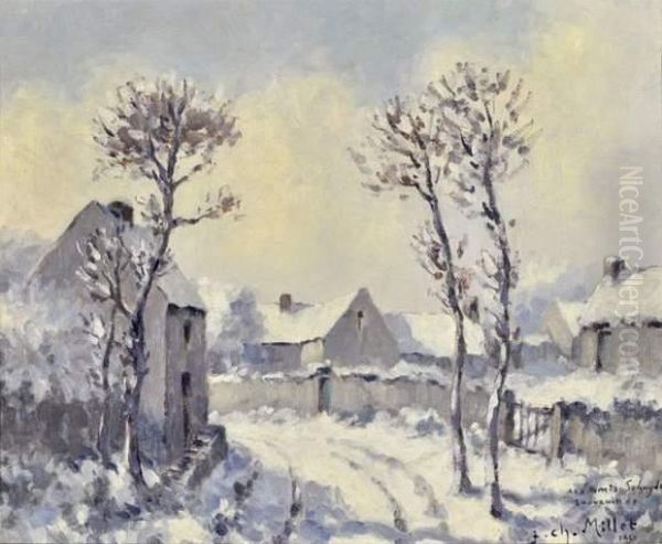 Village Sous La Neige Oil Painting by Jean-Charles Millet