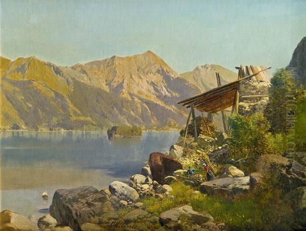 Gebirgssee Oil Painting by Karl Millner