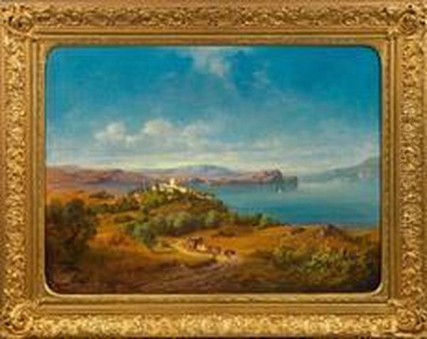 Italienischelandschaft 
Blick Auf Die Bucht Eines Oberitalienischen Sees Oil Painting by Karl Millner