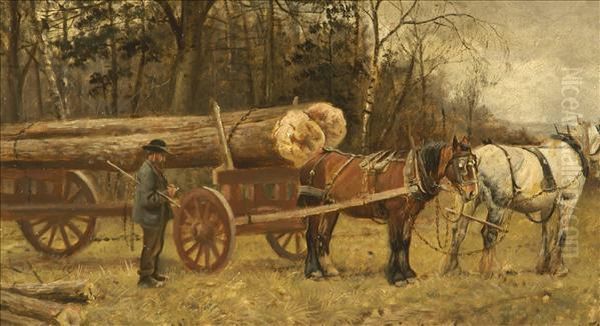 The Timberwagon Oil Painting by William Edward Millner