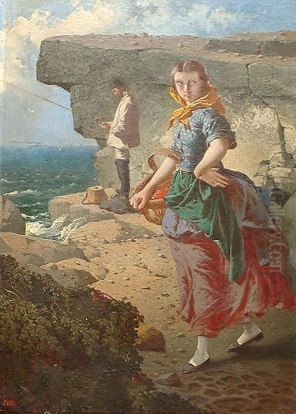 The Fisherwomanmonogrammed (lower Left) Oil Painting by William Edward Millner