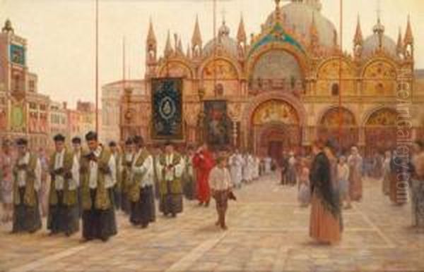 Venedig-festdes Heiligen Antonius Von Padua Oil Painting by Edward Mills