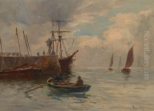 In Harbour Oil Painting by Joseph Milner