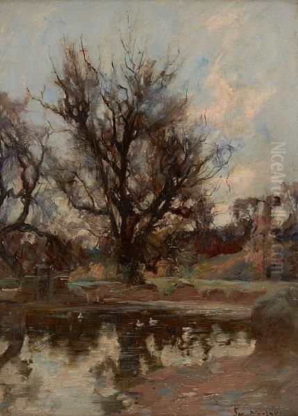 Ducks On A River Oil Painting by Joseph Milner