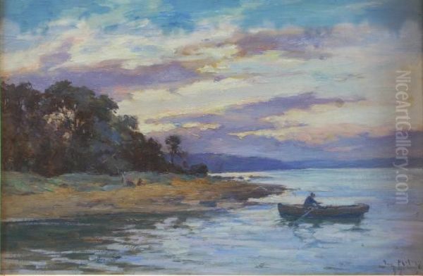 Boating At Sunset Oil Painting by Joseph Milner