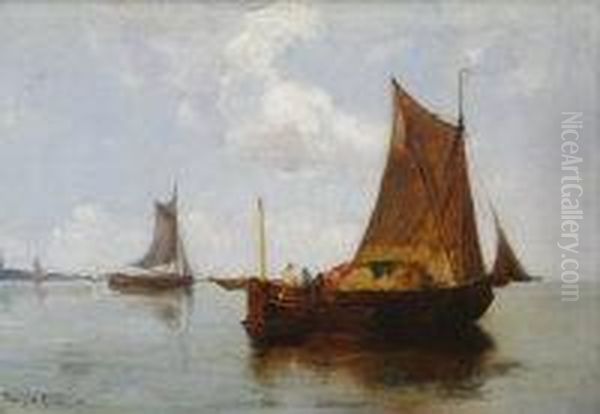 Shipping Off The Dutch Coast Oil Painting by Joseph Milner