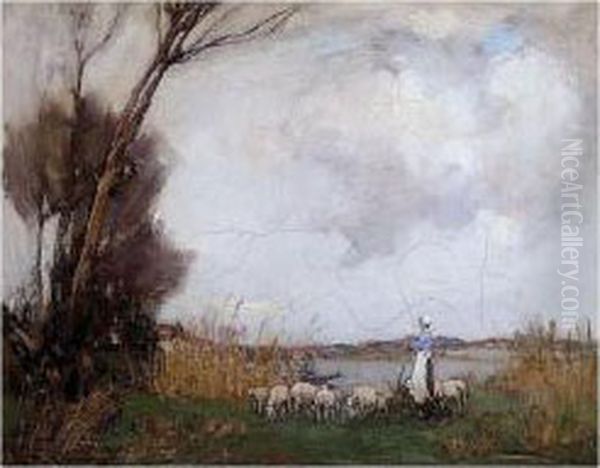 The Shepherdess Oil Painting by William Milne