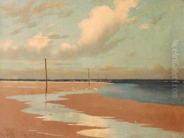 Beach At Low Tide Oil Painting by Frederick Milner