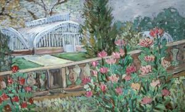 Serres Dans Un Jardin Fleuri Oil Painting by Milan Milovanovic