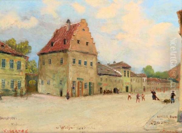 Vysehrad Oil Painting by Jan Minarik