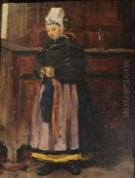 Dans La Sacristie Oil Painting by Jean-Louis Minet