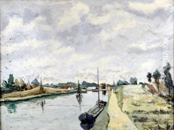 Le Canal Oil Painting by Louis Emile Minet