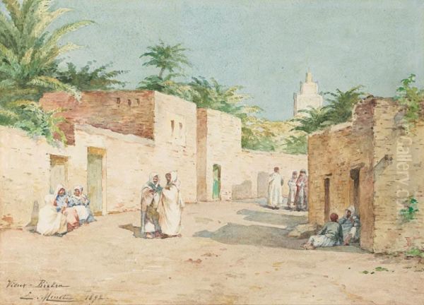 Le Vieux Biskra Oil Painting by Louis Emile Minet