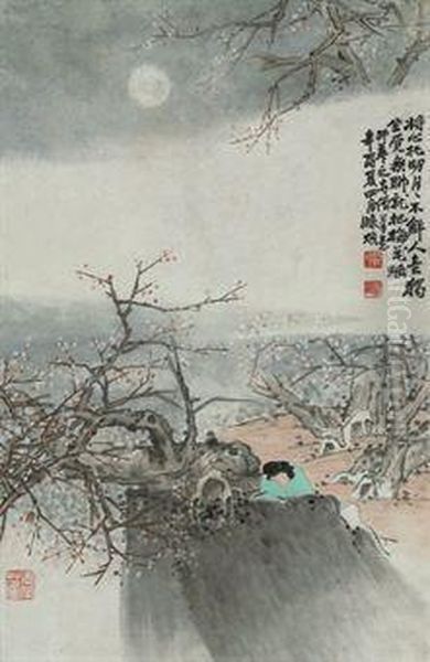 Speaking Of Loneliness To The Moon Oil Painting by Yu Ming