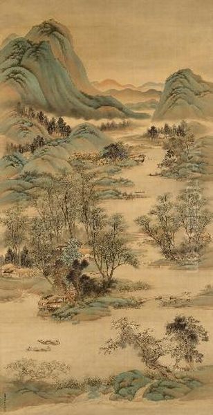 Landscape In The Style Of Ancient Masters Oil Painting by Yu Ming