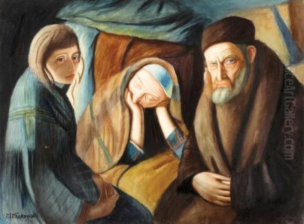 Jewish Family Oil Painting by Maurice Minkowski