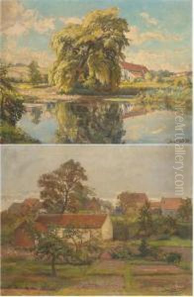 Reflets Du Saule Dans L'etang Oil Painting by Jean-Louis Minne