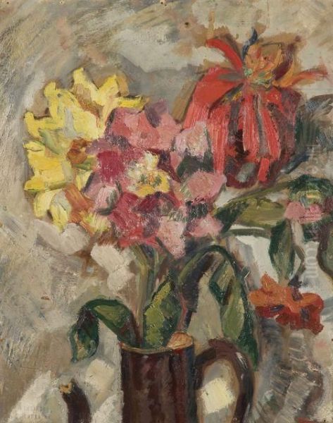 Vase De Fleurs Oil Painting by Isaac Mintchine