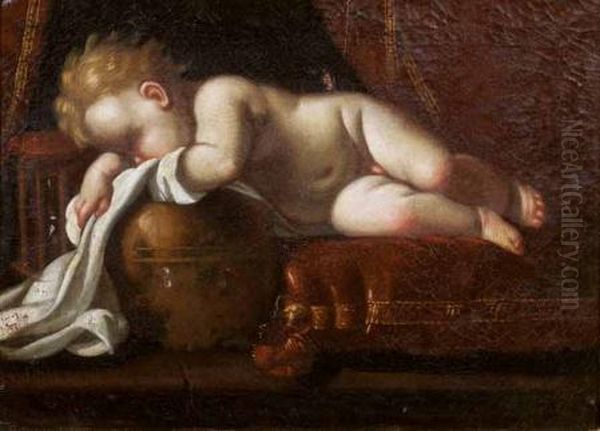 Puttino Dormiente Oil Painting by Luigi Miradori Il Genovesino