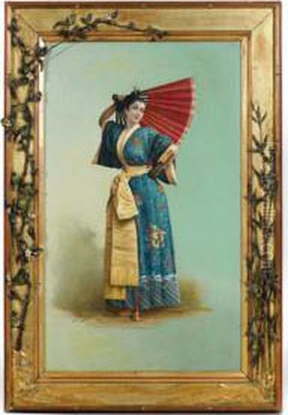 Jeune Elegante En Habit Asiatique Oil Painting by Alexis Miramond