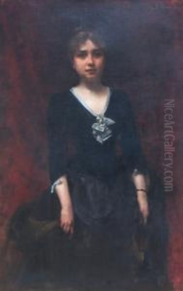 Mrs. Sileanu's Portrait Oil Painting by G.D. Mirea