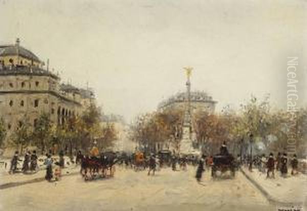 La Place Du Chatelet, Paris Oil Painting by Joaquim Miro