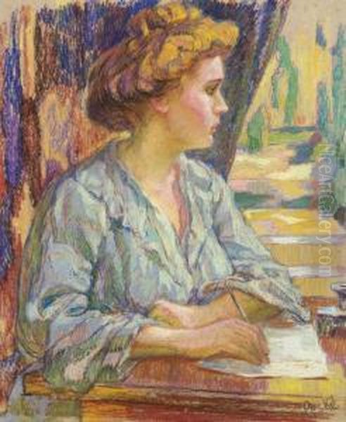 Femme A La Lecture Oil Painting by Jean Misceslas Peske