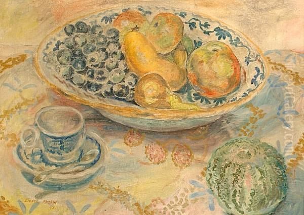 Still Life With Plate Of Fruit Oil Painting by Lionel Miskin