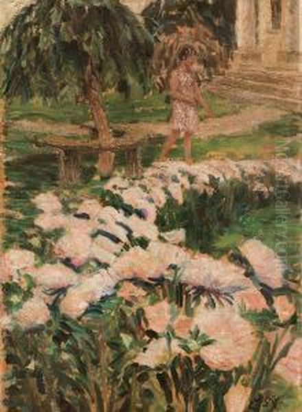 Summer In The Garden Oil Painting by Ludwik Misky