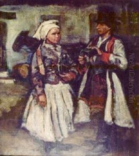 Oswiadczyny Oil Painting by Wilhelm Mitarski