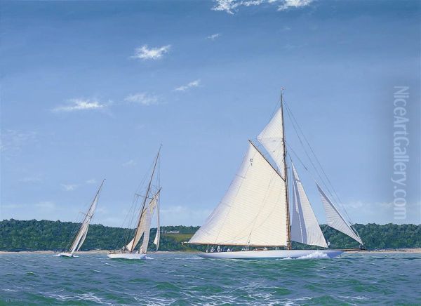 Cowes Classic Week Oil Painting by Charles Louis Mitchell