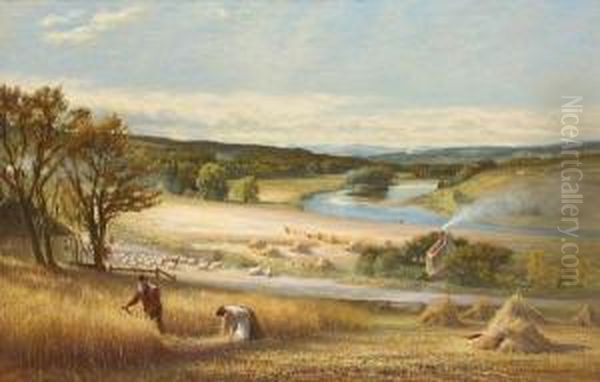 Harvest By The Dee Oil Painting by John Mitchell