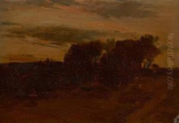 Copse At Dusk Oil Painting by John Campbell Mitchell